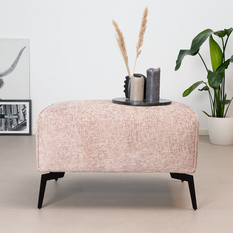 Hocker Vegas roze stof chenille