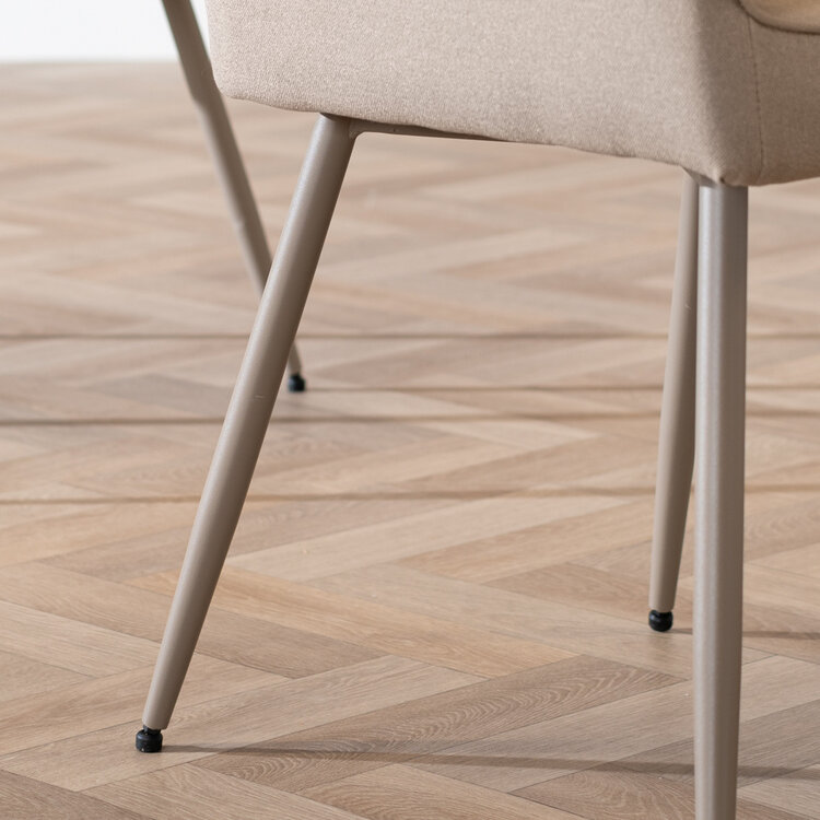 Scandinavische eetkamerstoel Olivia taupe gerecyclede stof