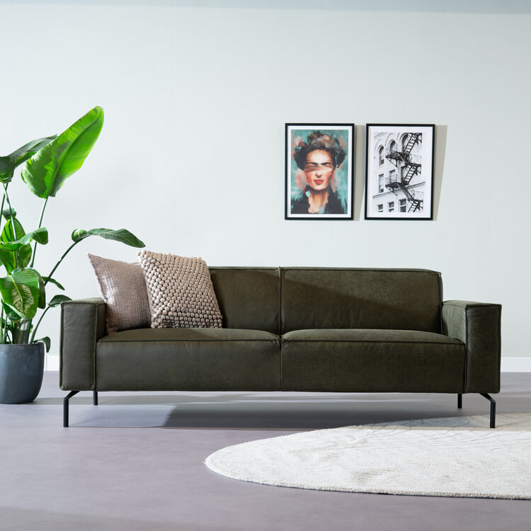 Industriële bank 3-zits Kansas eco-leer olijfgroen