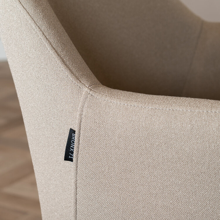 Eetkamerstoel met wieltjes Isak taupe gerecyclede stof