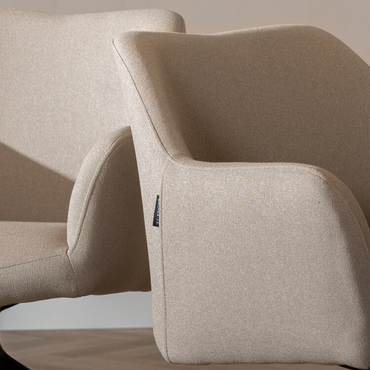 Eetkamerstoel met wieltjes Isak taupe gerecyclede stof