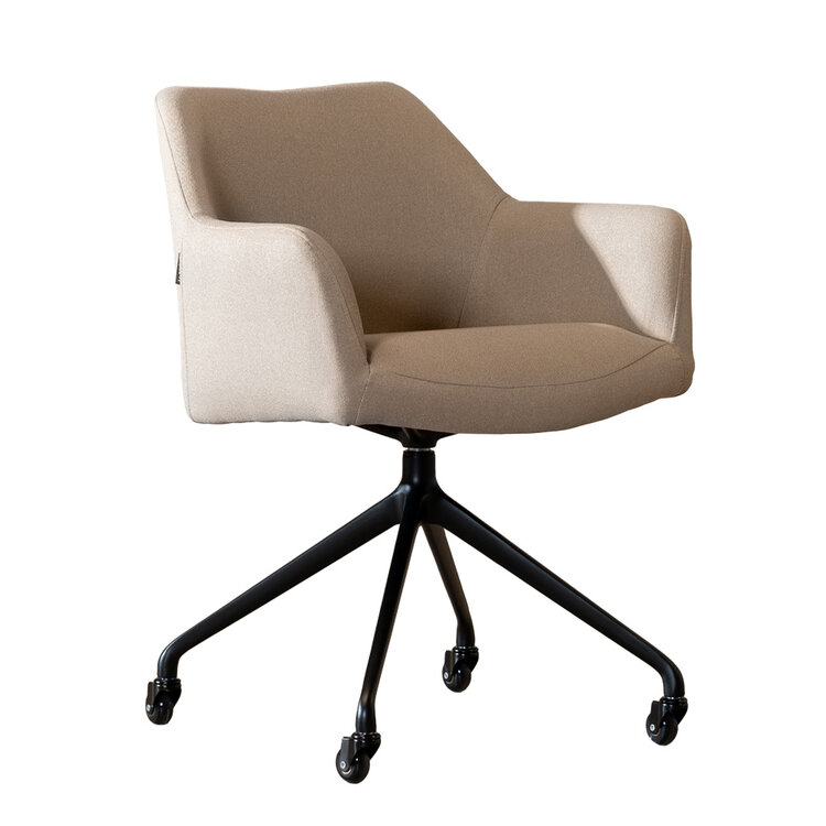 Eetkamerstoel met wieltjes Isak taupe gerecyclede stof