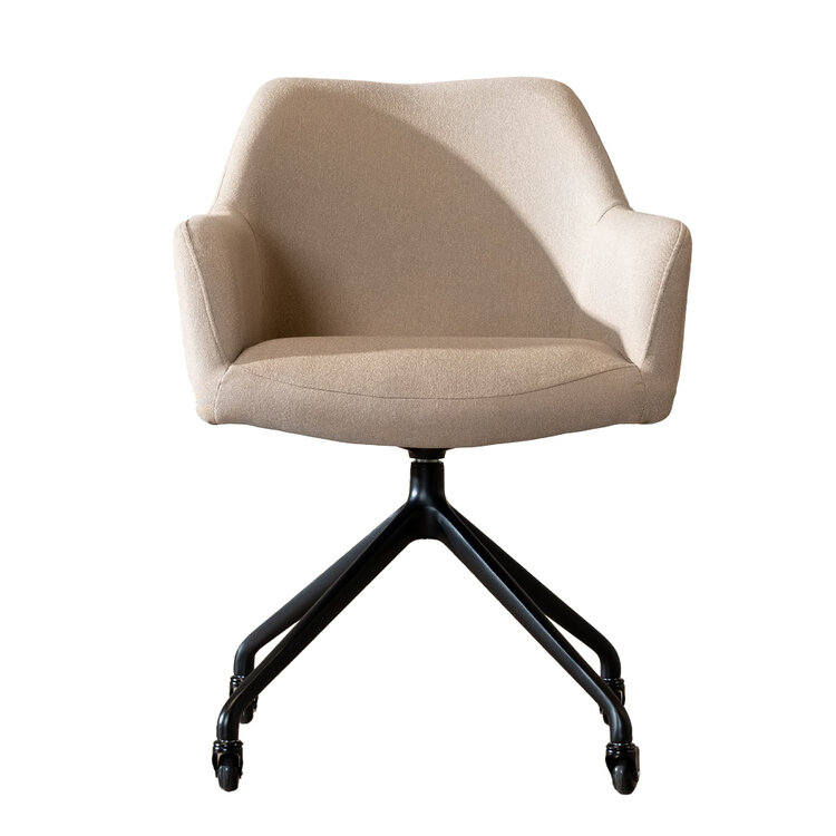 Eetkamerstoel met wieltjes Isak taupe gerecyclede stof