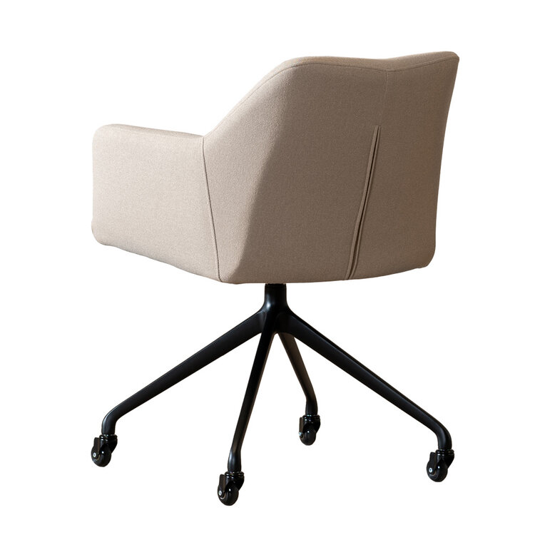 Eetkamerstoel met wieltjes Isak taupe gerecyclede stof