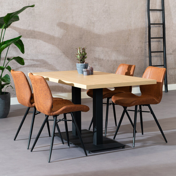 Eettafel Nils melamine eiken 140 x 80 cm