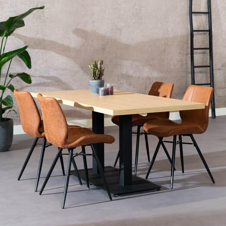 Eettafel Nils melamine eiken 160 x 80 cm