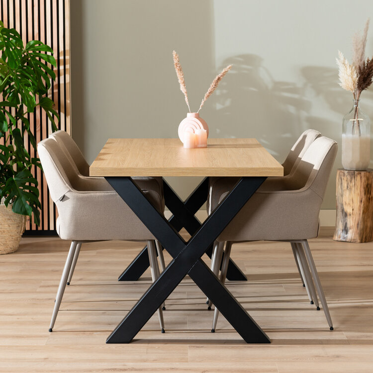 Eettafel Bodo melamine eiken 160 x 80 cm