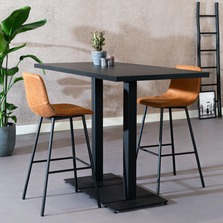 Bartafel Nils melamine zwart 160 x 80 x109 cm