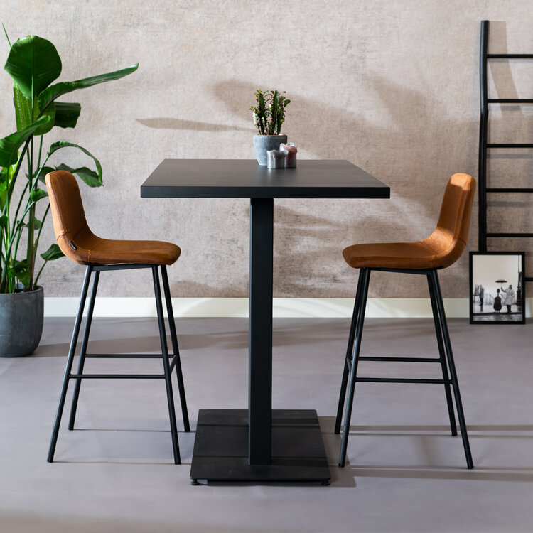 Bartafel Nils melamine zwart 160 x 80 x109 cm