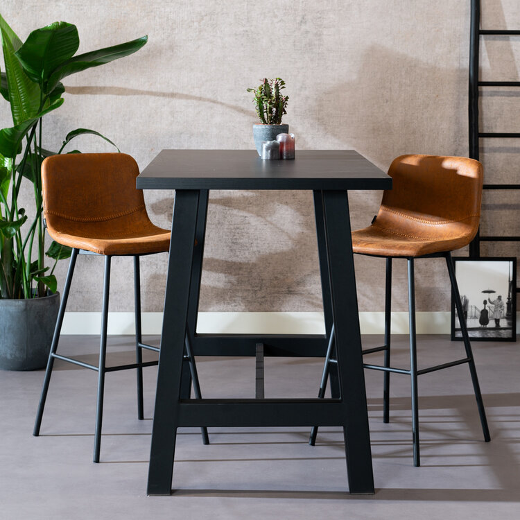 Bartafel Disa melamine zwart 160 x 80 x 109 cm