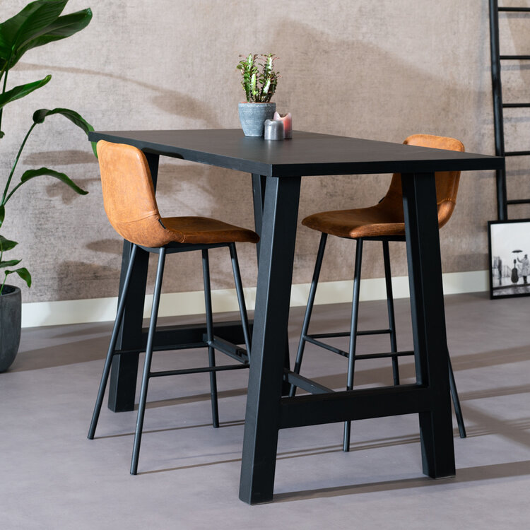 Bartafel Disa melamine zwart 160 x 80 x 109 cm