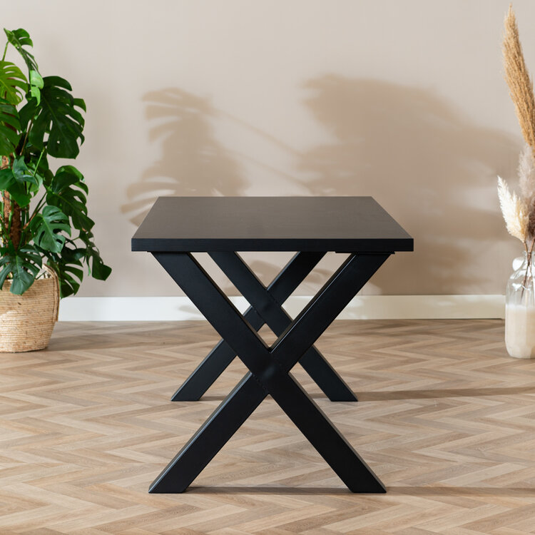 Eettafel Bodo melamine zwart 160 x 80 cm