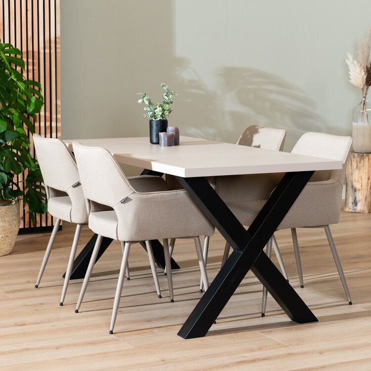 Eettafel Bodo melamine beige 160 x 80 cm