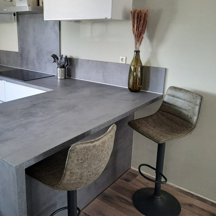 Industriële barkruk Boston leer olijfgroen 60-76 cm - draaibaar