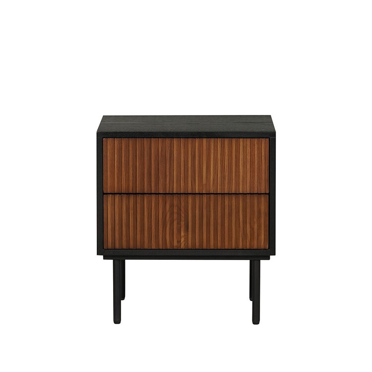 Nachtkastje Yoka zwart/rustiek eiken met lades