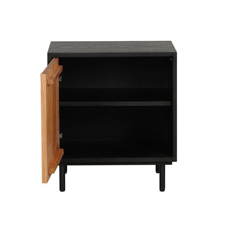 Nachtkastje Shelly zwart/blank eiken