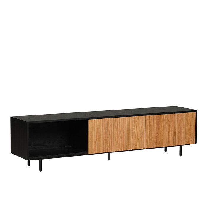 Tv-meubel Ray zwart/blank eiken 180 cm