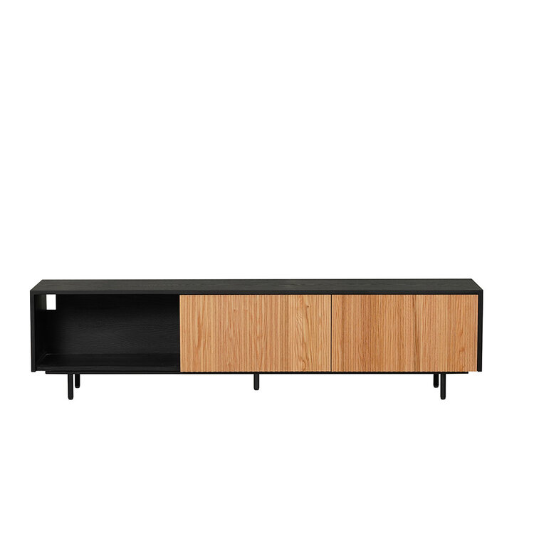 Tv-meubel Ray zwart/blank eiken 180 cm