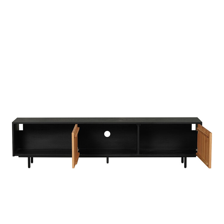Tv-meubel Ray zwart/blank eiken 180 cm