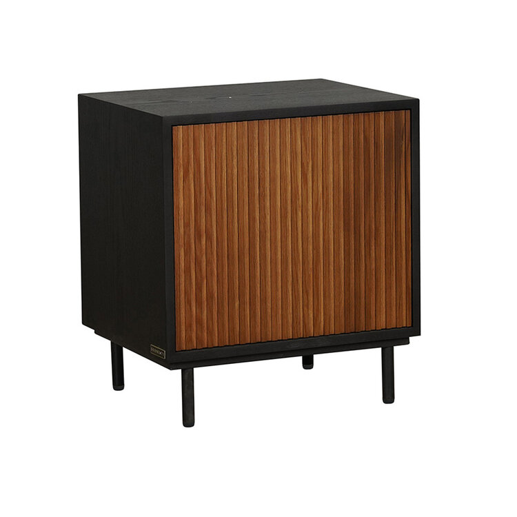 Nachtkastje Shelly zwart/rustiek eiken