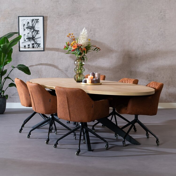 Eettafel Dio melamine eiken ovaal 270 x 130 cm