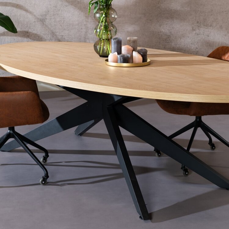 Eettafel Dio melamine eiken ovaal 270 x 130 cm