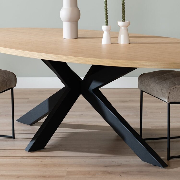 Eettafel Carl melamine eiken ovaal 270 x 130 cm