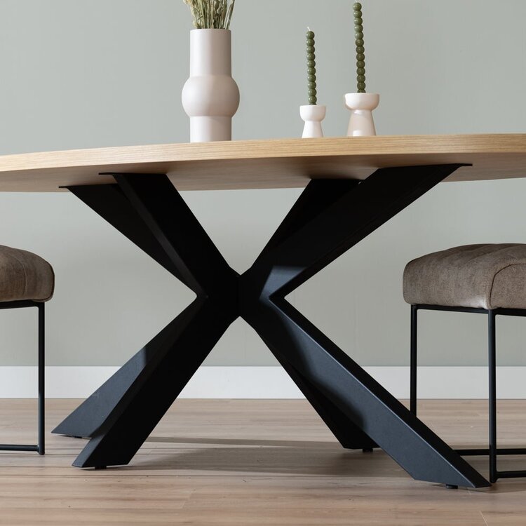 Eettafel Carl melamine eiken ovaal 270 x 130 cm