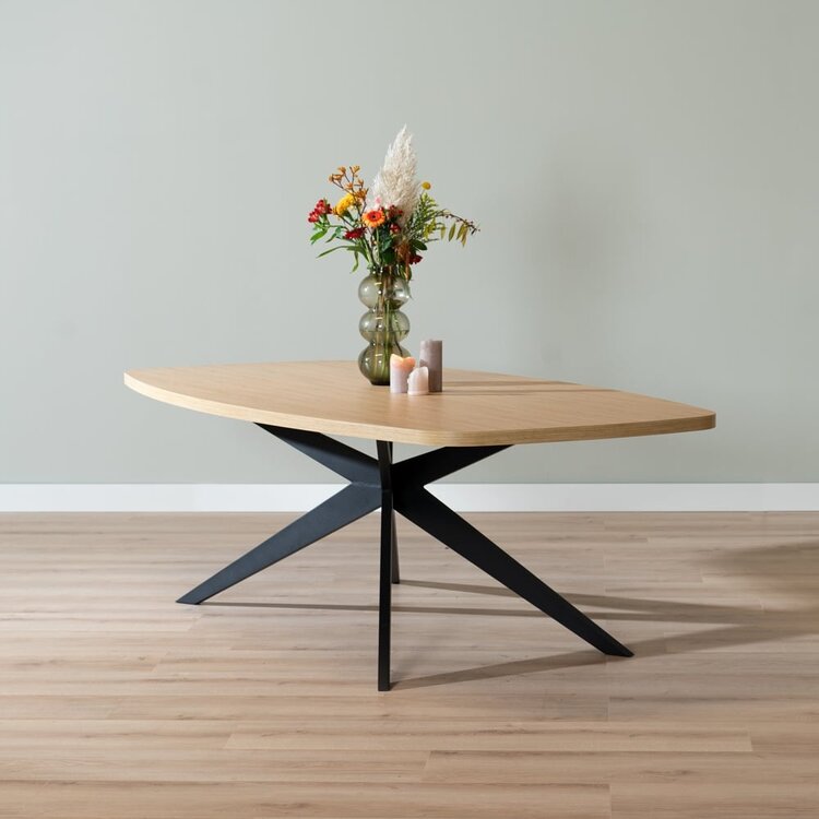 Eettafel Dio melamine eiken deens ovaal 240 x 120 cm