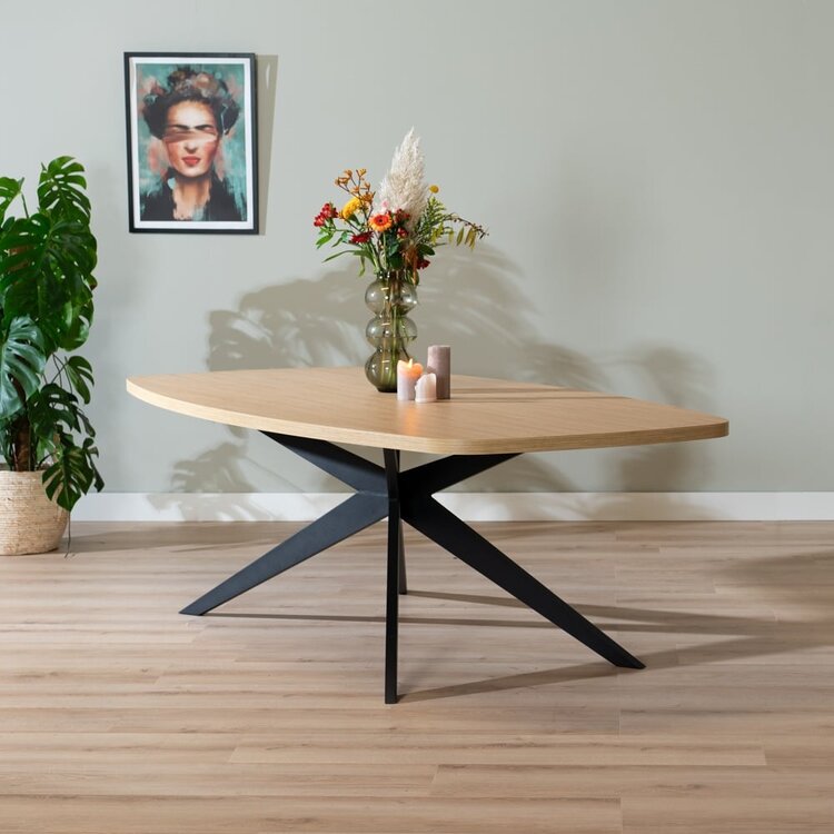 Eettafel Dio melamine eiken deens ovaal 240 x 120 cm