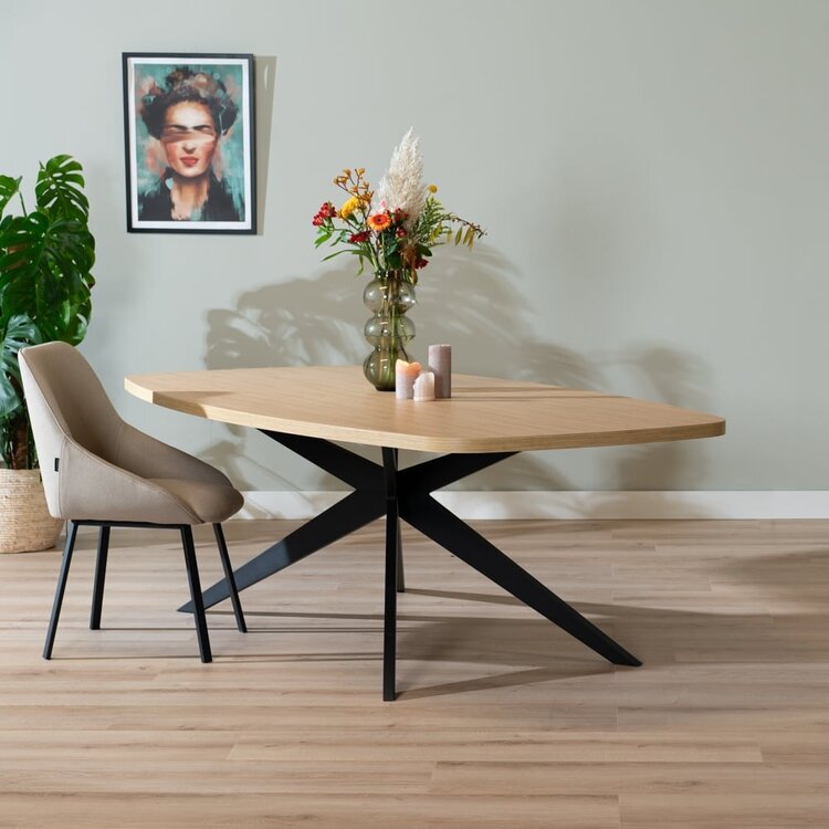 Eettafel Dio melamine eiken deens ovaal 240 x 120 cm