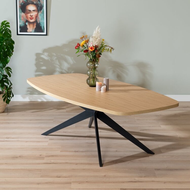 Eettafel Dio melamine eiken deens ovaal 240 x 120 cm