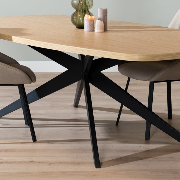 Eettafel Dio melamine eiken deens ovaal 240 x 120 cm