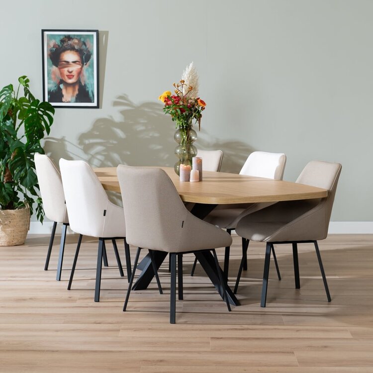 Eettafel Carl melamine eiken deens ovaal 240 x 120 cm