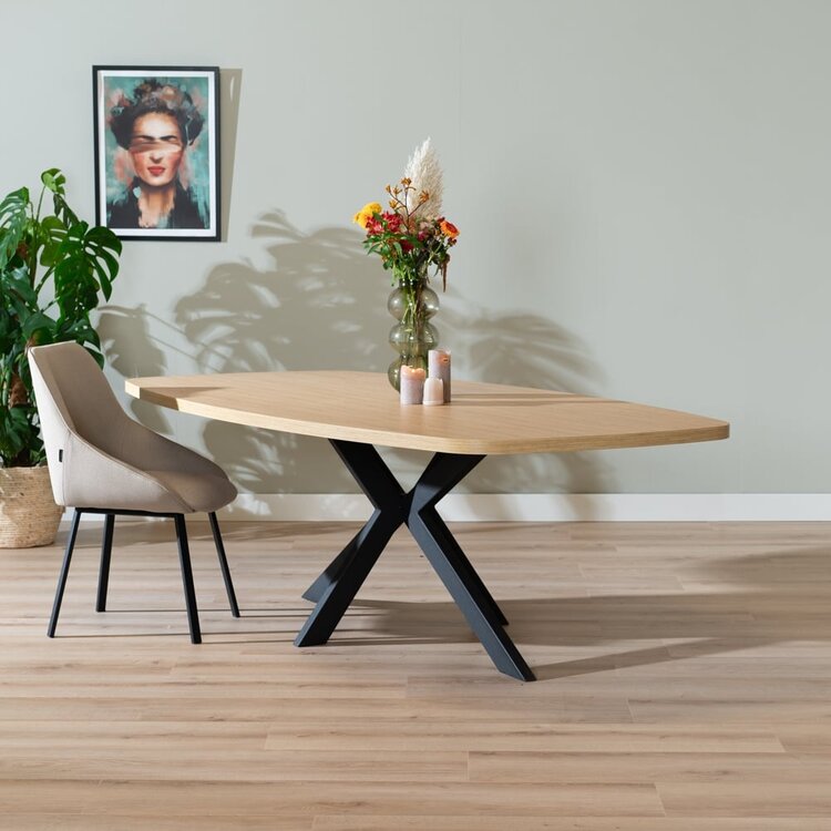 Eettafel Carl melamine eiken deens ovaal 240 x 120 cm
