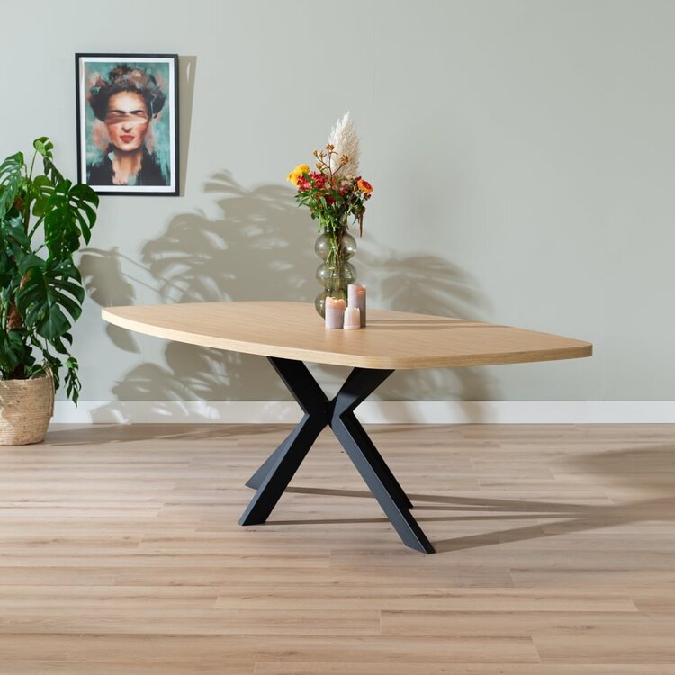 Eettafel Carl melamine eiken deens ovaal 240 x 120 cm