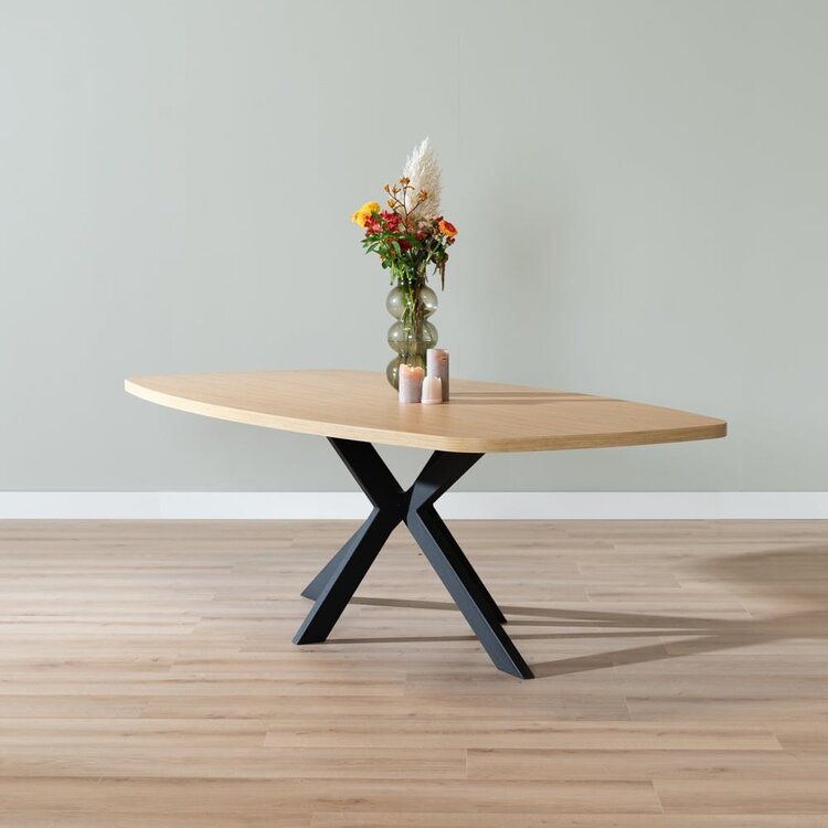 Eettafel Carl melamine eiken deens ovaal 240 x 120 cm