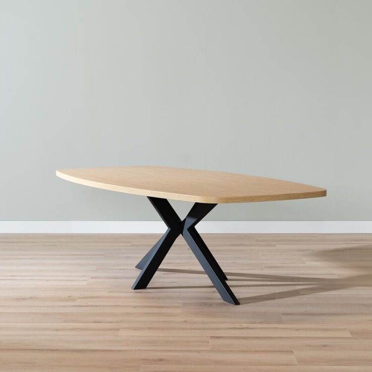 Eettafel Carl melamine eiken deens ovaal 240 x 120 cm