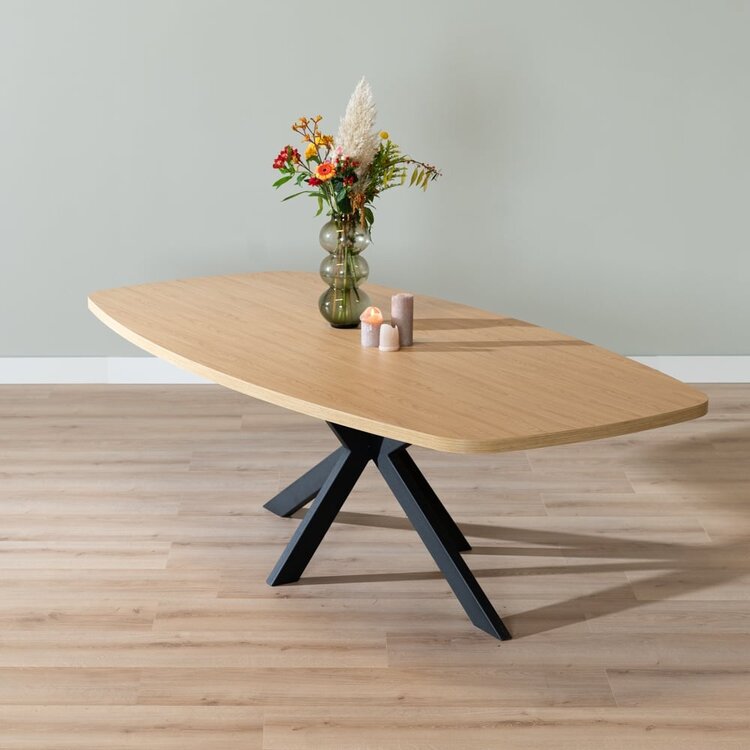 Eettafel Carl melamine eiken deens ovaal 240 x 120 cm