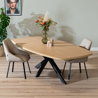 Eettafel Carl Deens ovaal melamine eiken 240 x 120 cm