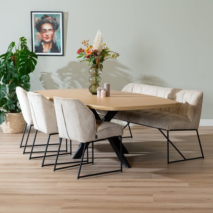 Eettafel Carl melamine eiken deens ovaal 240 x 120 cm