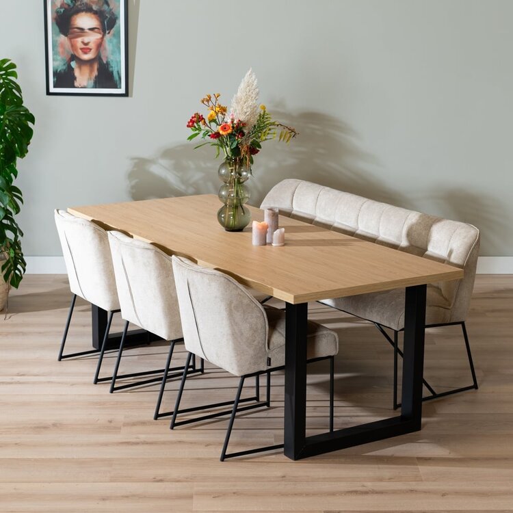 Eettafel Alec melamine eiken 220 x 90 cm