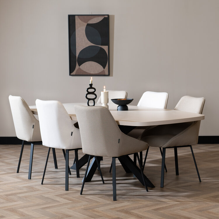 Eettafel Carl melamine beige deens ovaal 240 x 120 cm