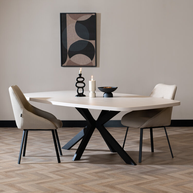 Eettafel Carl melamine beige deens ovaal 240 x 120 cm