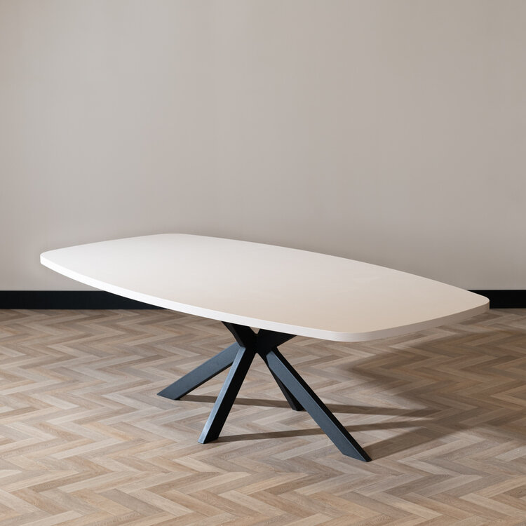 Eettafel Carl melamine beige deens ovaal 240 x 120 cm