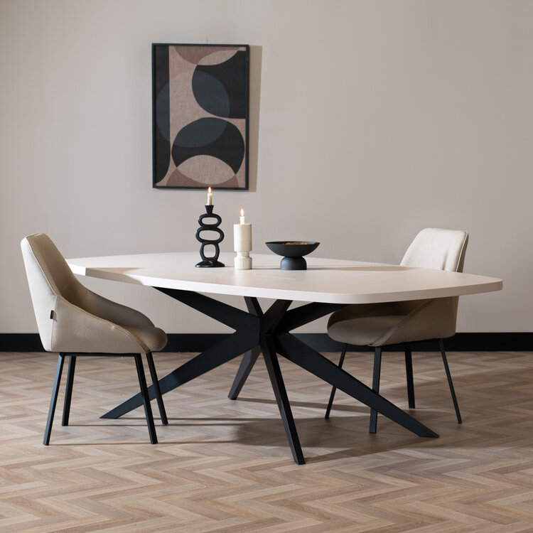 Eettafel Dio melamine beige deens ovaal 240 x 120 cm