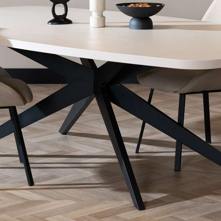 Eettafel Dio melamine beige deens ovaal 240 x 120 cm