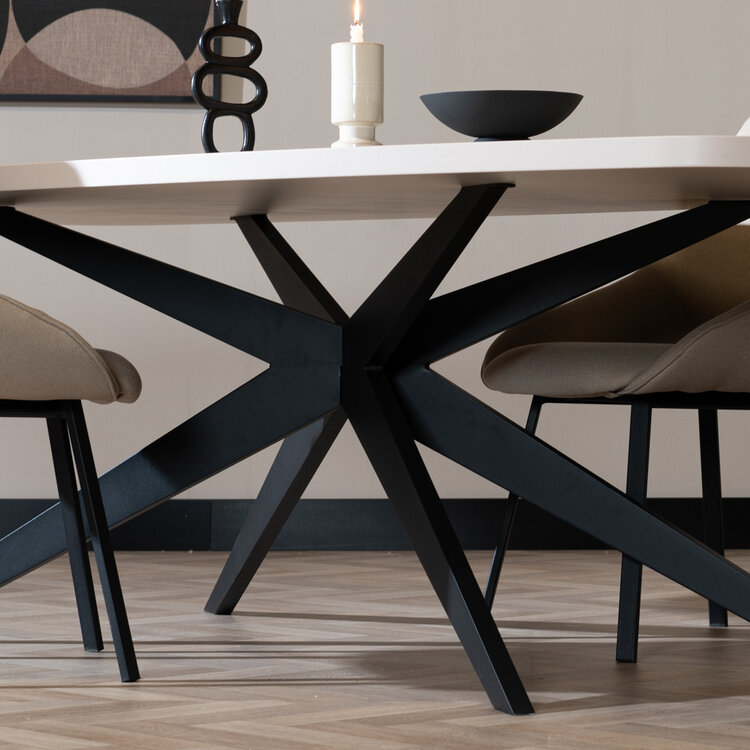 Eettafel Dio melamine beige deens ovaal 240 x 120 cm