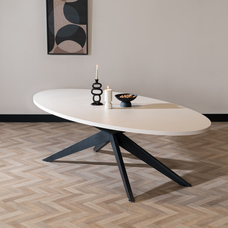 Eettafel Dio melamine beige ovaal 270 x 130 cm
