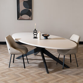 Eettafel Dio ovaal melamine beige 270 x 130 cm